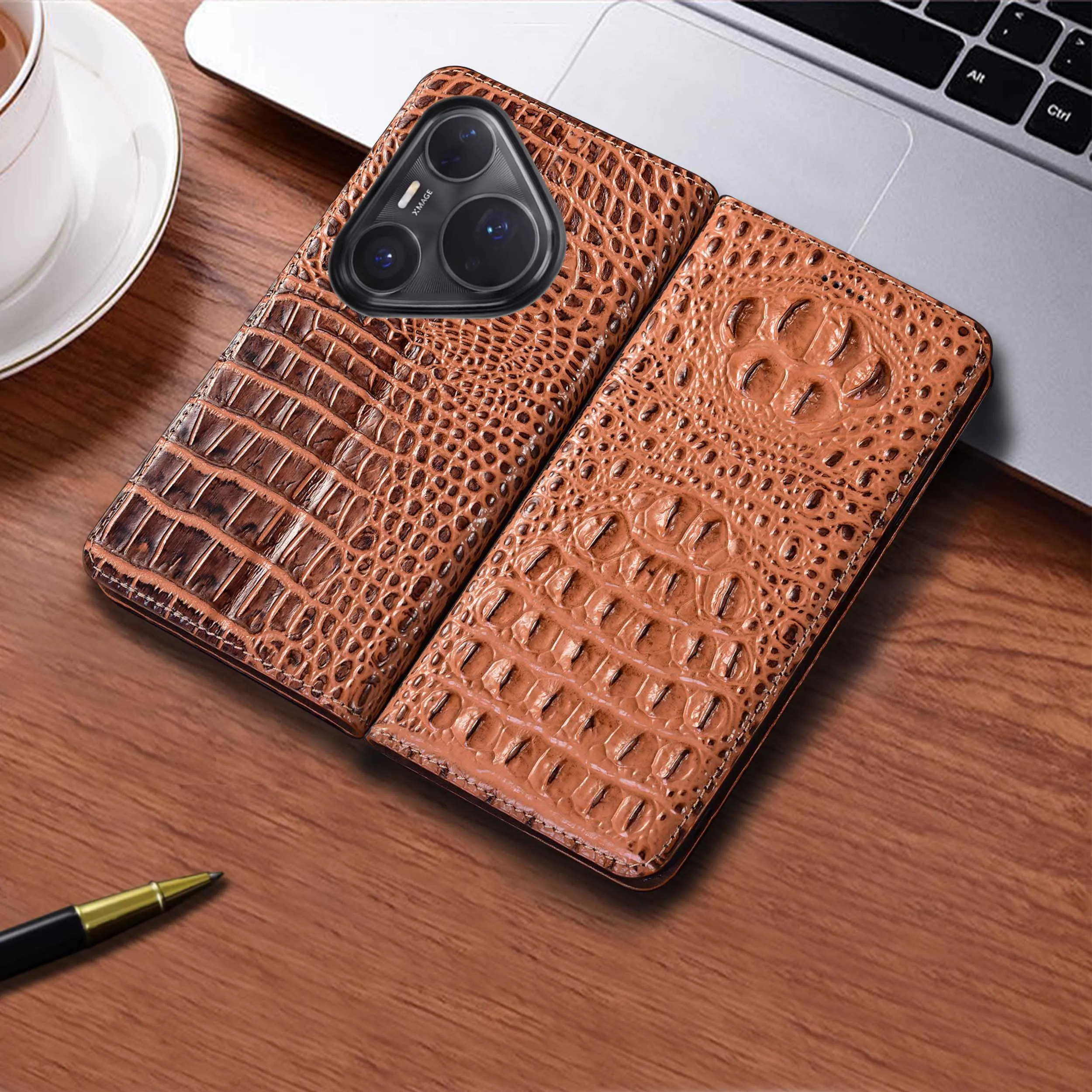 

Crocodile Claw Pattern For Huawei P30 P40 P50 P50E P60 Pura 70 80 Pro Plus Ultra Lite Art Genuine Leather Flip Phone Cover Case