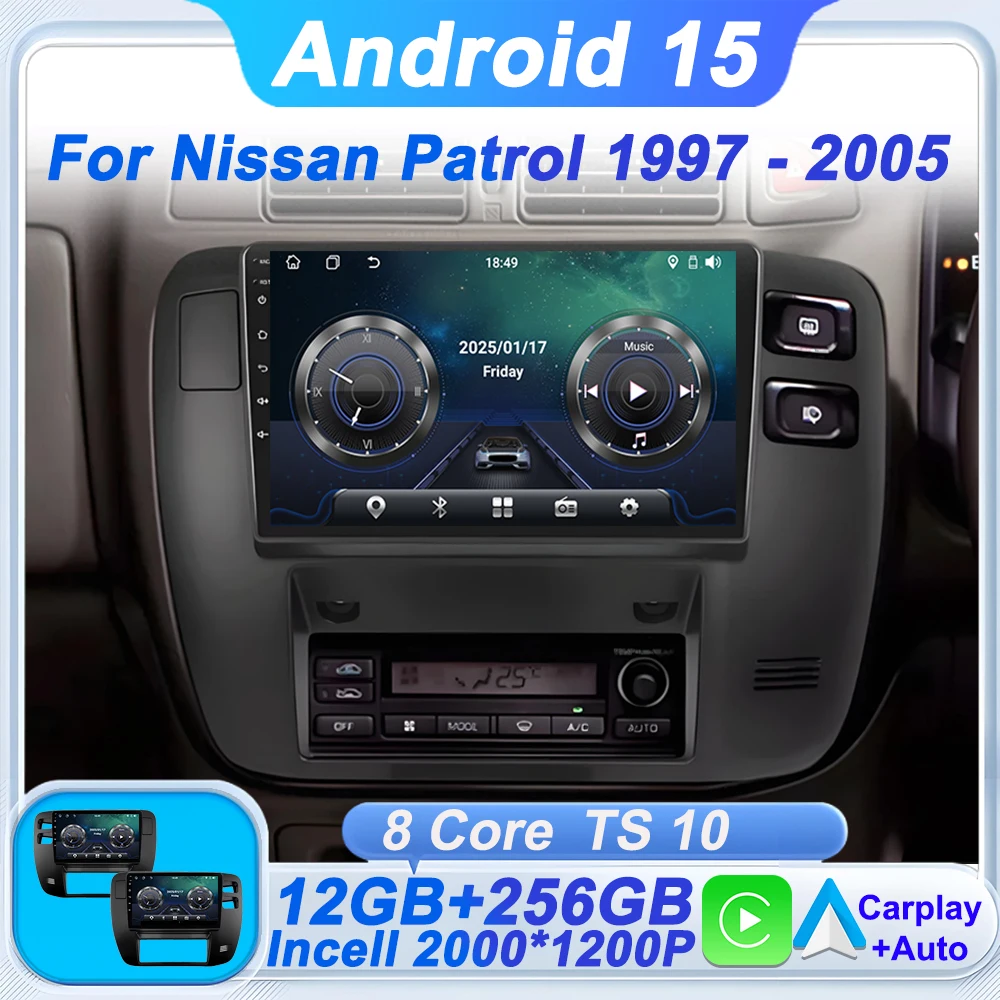 

2Din Android 15 Car Radio Multimedia Player For Nissan Patrol 1997 - 2005 Autoradio CarPlay Navigation GPS Touch Screen 5G Wifi