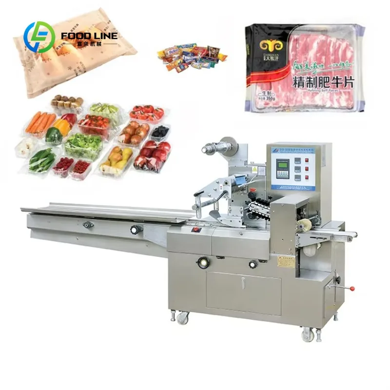 Customized Automatic Pillow Packing Machine Horizontal Flow Wrapping Machine For Vegetable Fresh Fruit
