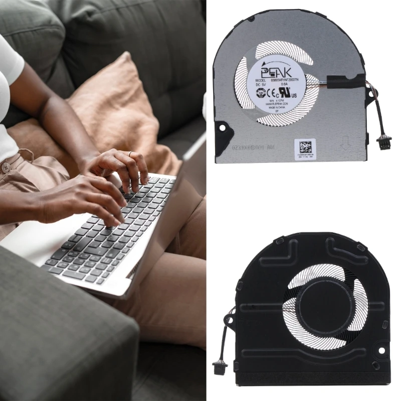 مروحة تبريد للكمبيوتر المحمول DC5V 4-pin 4-wire بالوعة الحرارة بالوعة الحرارة منخفضة الضوضاء ل Inspiron 5410 5415 5510 5515 7415 0KRK6P
