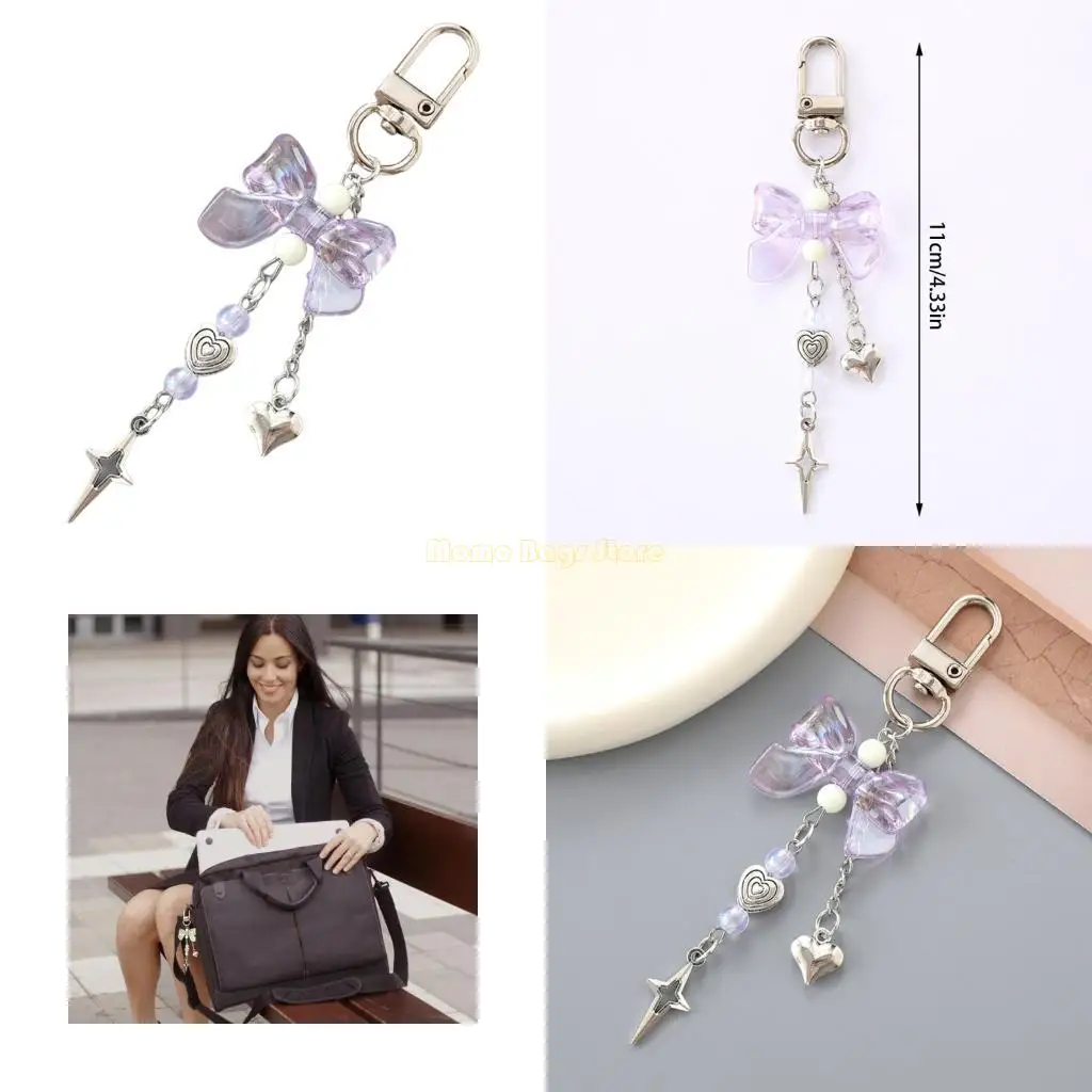 

X90D Car Keychain for Women Keychain Bag Charms Bows Heart Keychain Accessories