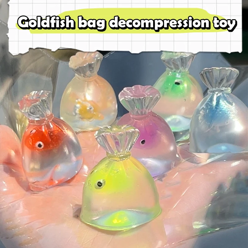 Cute Goldfish Bag Mochi Soft Rubber Squishy Toy Goldfish Pinching Slow Rebound Decompression Vent Toy Stress Release Gift