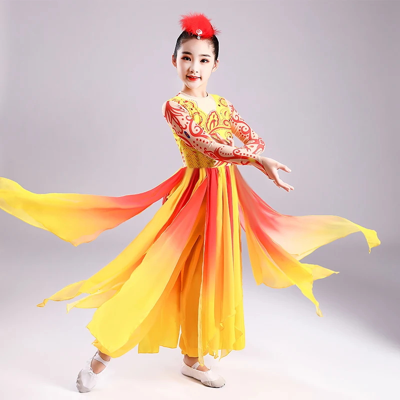 Etnische stijl meisje bloemen prestatie kostuum Xinjiang kinderdanswedstrijd prestatie kostuum Oeigoerse danskostuum ess