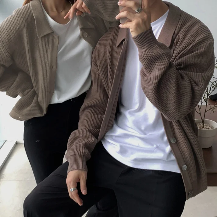 Streetwear Zip Up Sweater Cardigan Men Autumn Winter Casual Sweatercoat Men's Baggy Thicken Thermal Knitted Cardigans Male Top