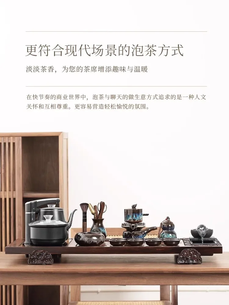 Chinese Zen Kung Fu Automatic Tea Set High-end Light Luxury Build A Set of Home Porcelain Tea