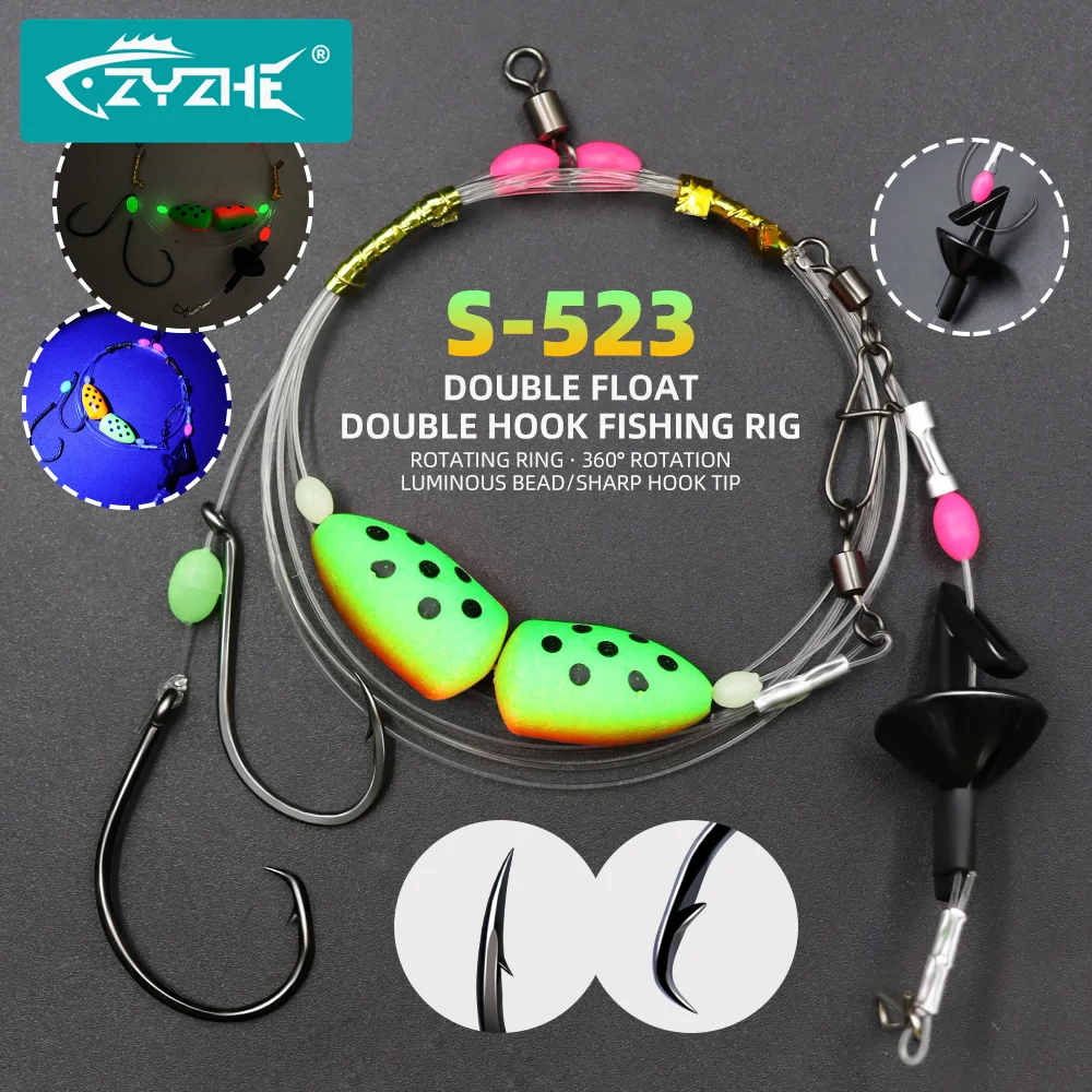 ZYZ 1 قطعة الصيد البحري الحفارات بكرة الحفارات مع مزدوجة المنقولة تعويم دائرة هوك طويل الصب تصفح الصيد الطعم الحفارات الصيد زعيم #1