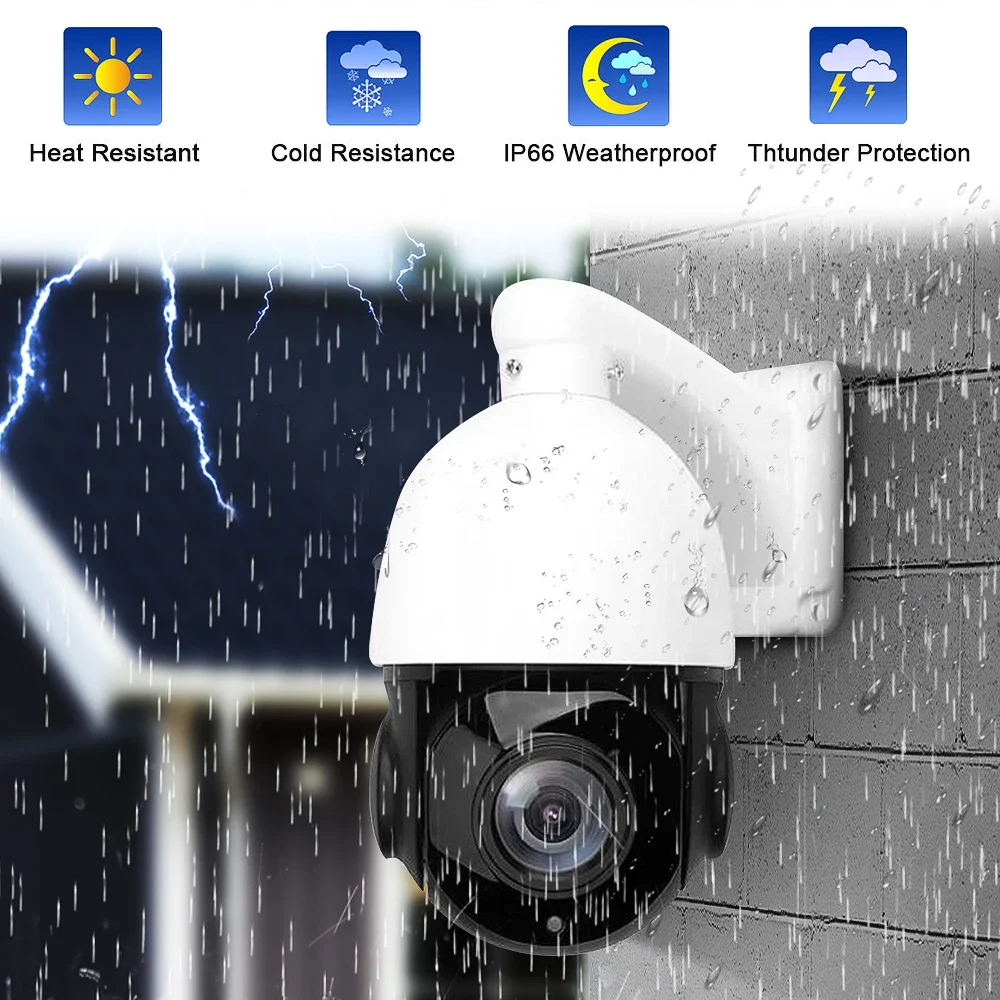 كاميرا 4K 8MP 38X 30X Zoom POE 5MP كشف الإنسان 2-Way Audio Dome PTZ IP Cam IR للرؤية الليلية في الهواء الطلق PoE CCTV كاميرا مراقبة