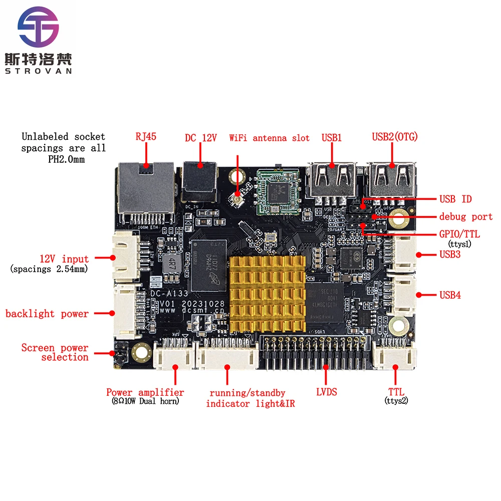 New Allwinner A133 Quad-Core -A53 1.5GHz 2GB/32GB Development Board for Electronic Scale Equipment Onboard USB 2.0 Ports