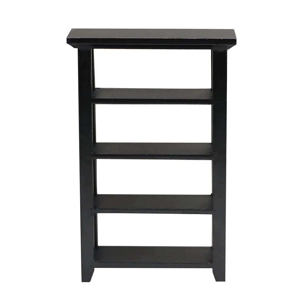 Simulation Frame Desktop Adornment Wooden Mini Bookcase Shelves Halloween Model House Furniture Supplies Black