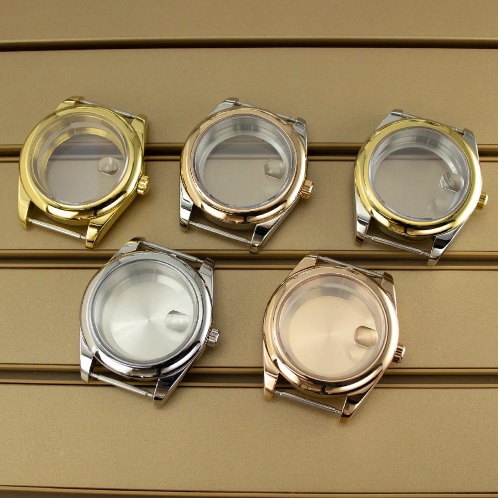 

36mm 39mm Round Edge Watch Case Sapphire For Oyster NH34 NH35 NH36 NH38 Miyota8215 Movement 28.5mmDial Mod Parts Replacemet Case