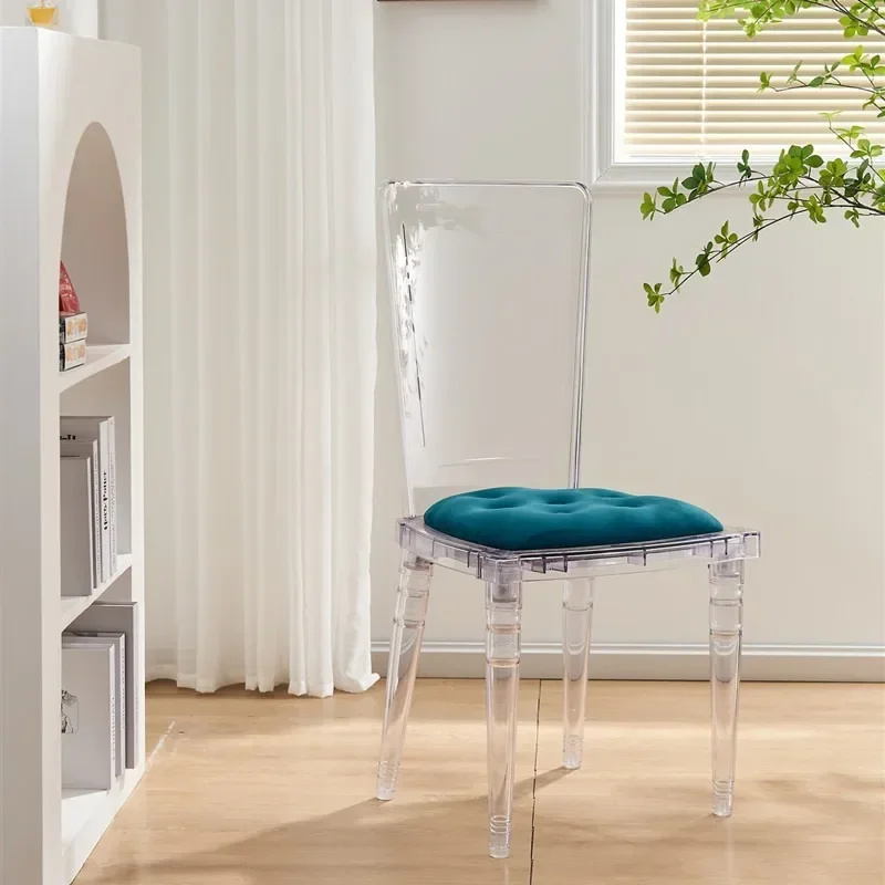 Nordic transparent dining chair, thickened plastic crystal chair, acrylic stool Internet celebrity ins creative home backrest