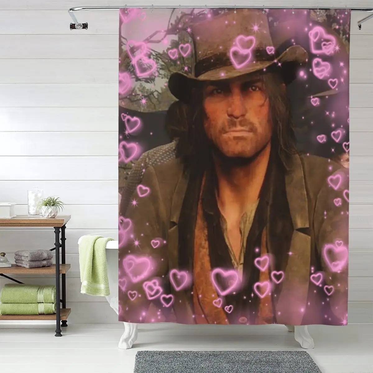 

Водонепроницаемая шторка для ванной комнаты из полиэстера с крючками, дизайн «Ковбойские игры Артура Моргана и Джона Марстона»