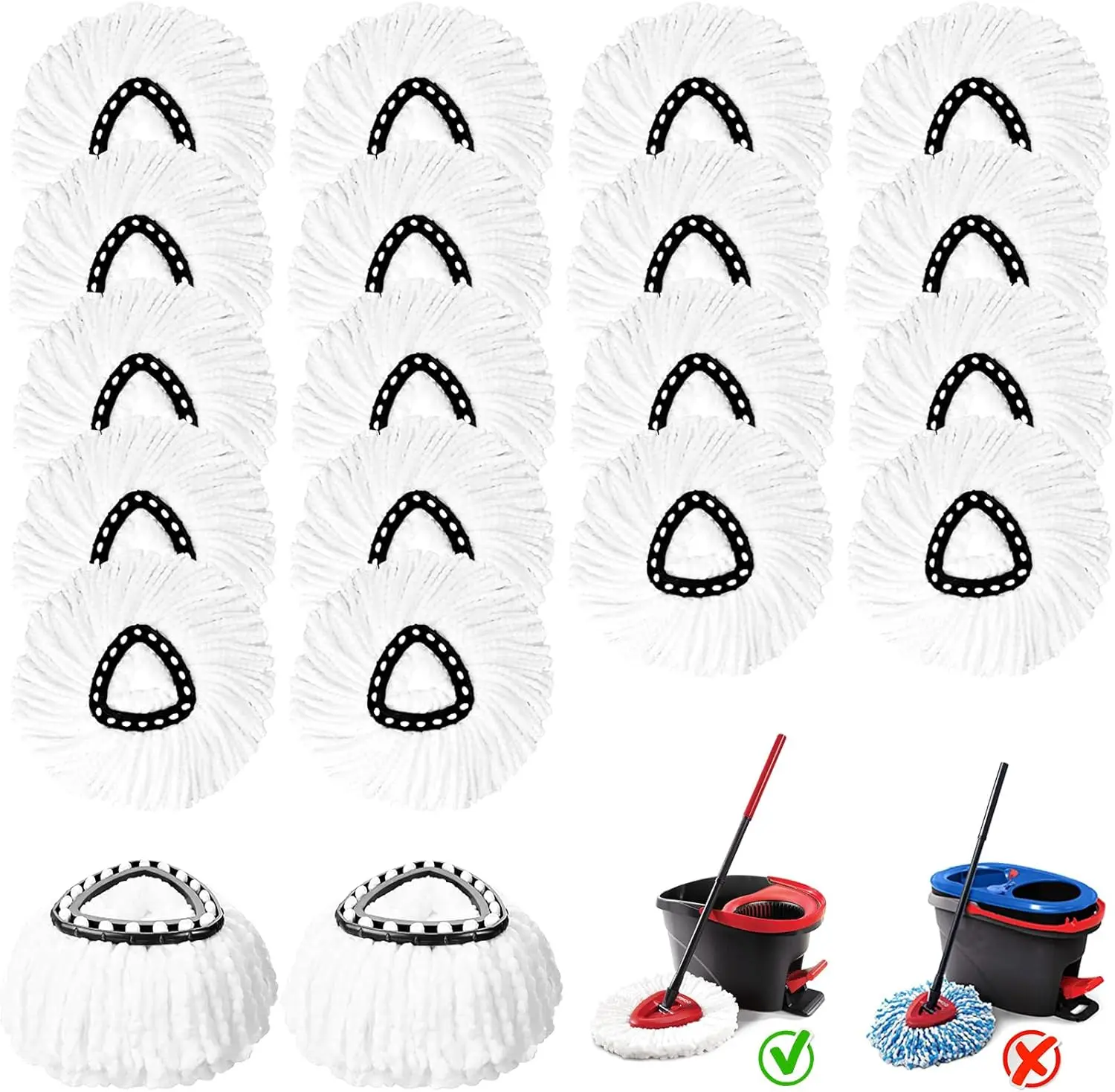 

20 Pack Microfiber Spin Mop Replacement Heads, Easy to Install and Machine Washable for Hardwood Floors