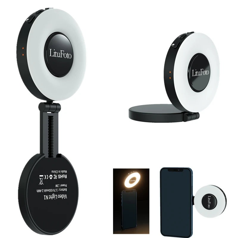 

Magnetic Selfie Light Phones Light Compatible with iPhone Magsafe 360° LED Selfie Ring Fill Light with Sticky Ring for Selfies
