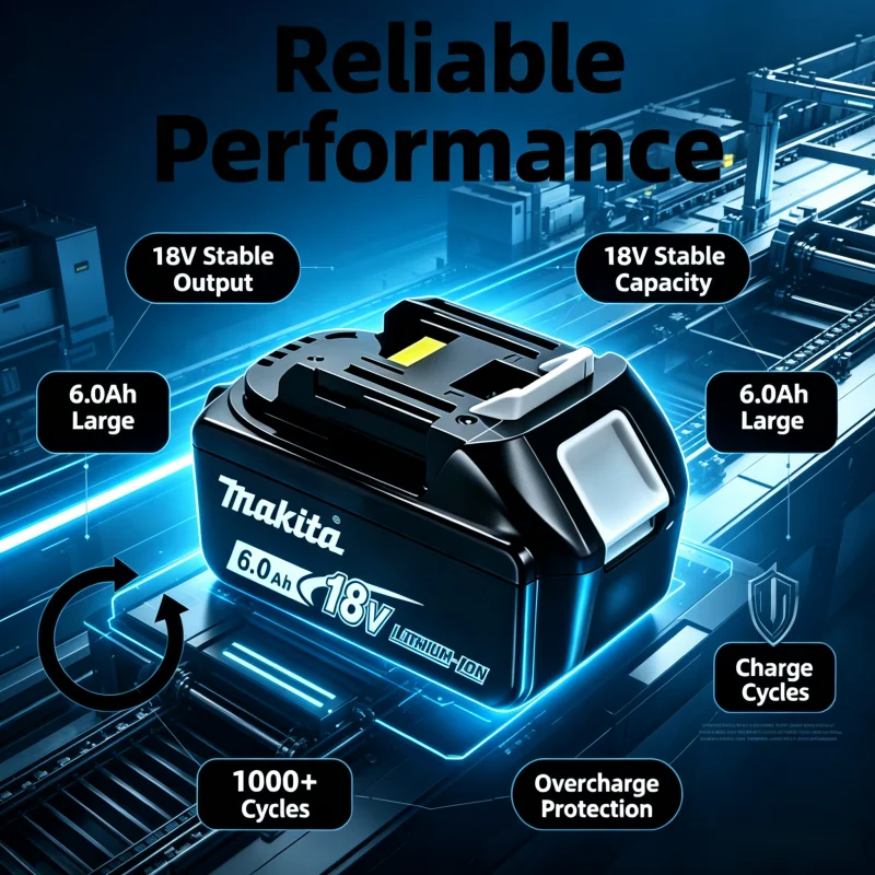 

Original 18V 6.0Ah Li-ion Battery Pack for Makita, fits BL1860 BL1430 BL1415, lightweight portable safe power supply for tools