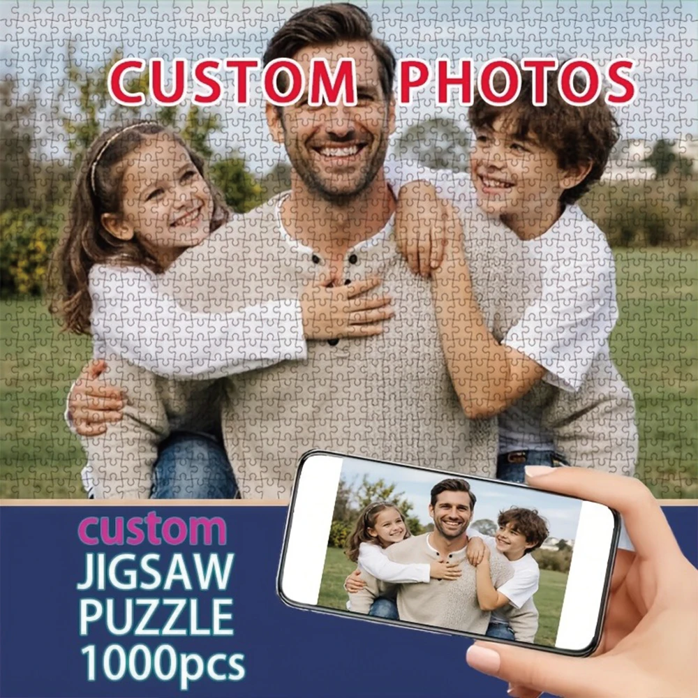 35/300/500/1054pcs Personalized Custom Photo Puzzle Parent Child Photo For Festivals Parties Weddings Birthdays Holidays