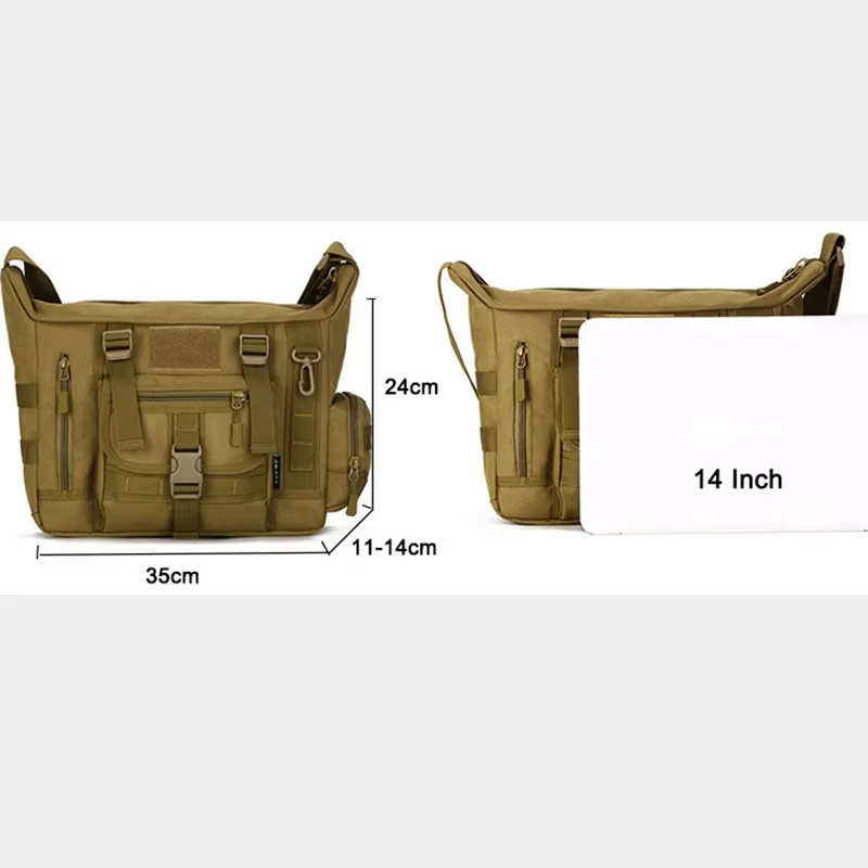 Taktische Messenger-Umhängetasche 14-Zoll-Laptop Einzelschultertasche Outdoor-Wander-Camping-Tasche Herren-Sport-Molle-Sling-Rucksack – Detail 1
