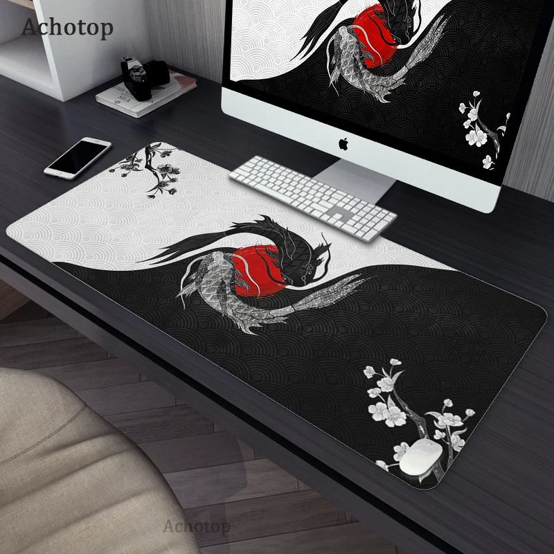 Tai Chi Fish Gaming Mousepad, Mouse Pad de borracha impermeável, Big Laptop Notebook Desk Mat, Tapete de Rato Neutro Gamer, XXL