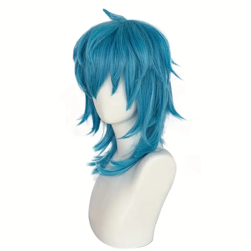 Artificial medium-length straight blue Salic cosplay hairstyle with bangs - heat-resistant, synthetic, perfect for Halloween image 4