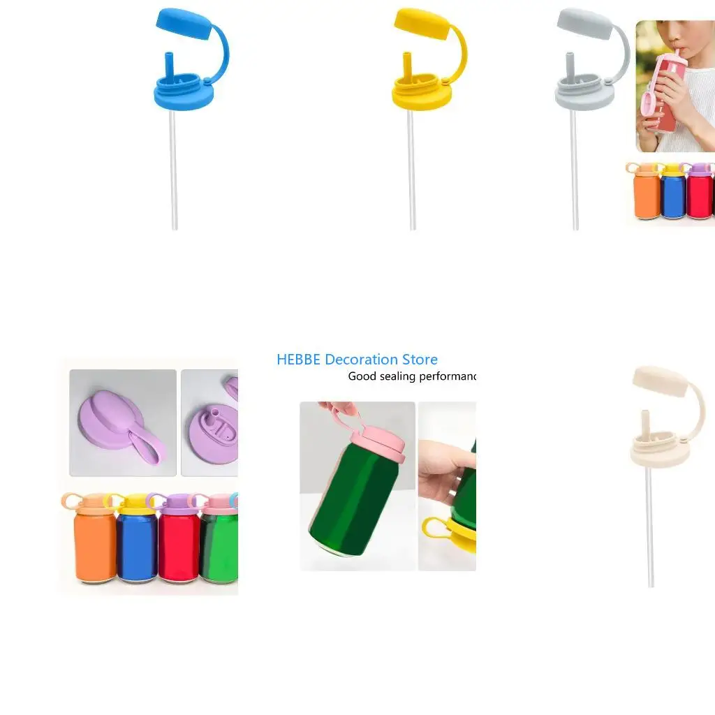 B0KC Silicone Can Lid Leakproof Seal Flexible Beer Beverage Can Cover with Straw For Standard Can Protector