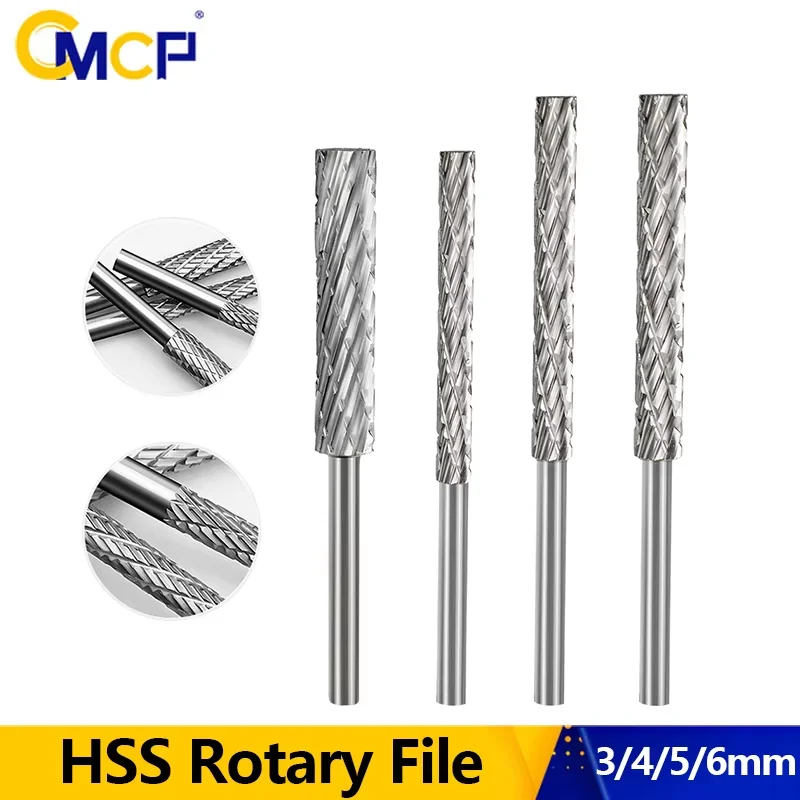 CMCP 1pc Rotary Burr HSS Rotary File 3x3/4/5/6mm Double Cut Gravur Bit für Dremel Zubehör Fräser Bohrer