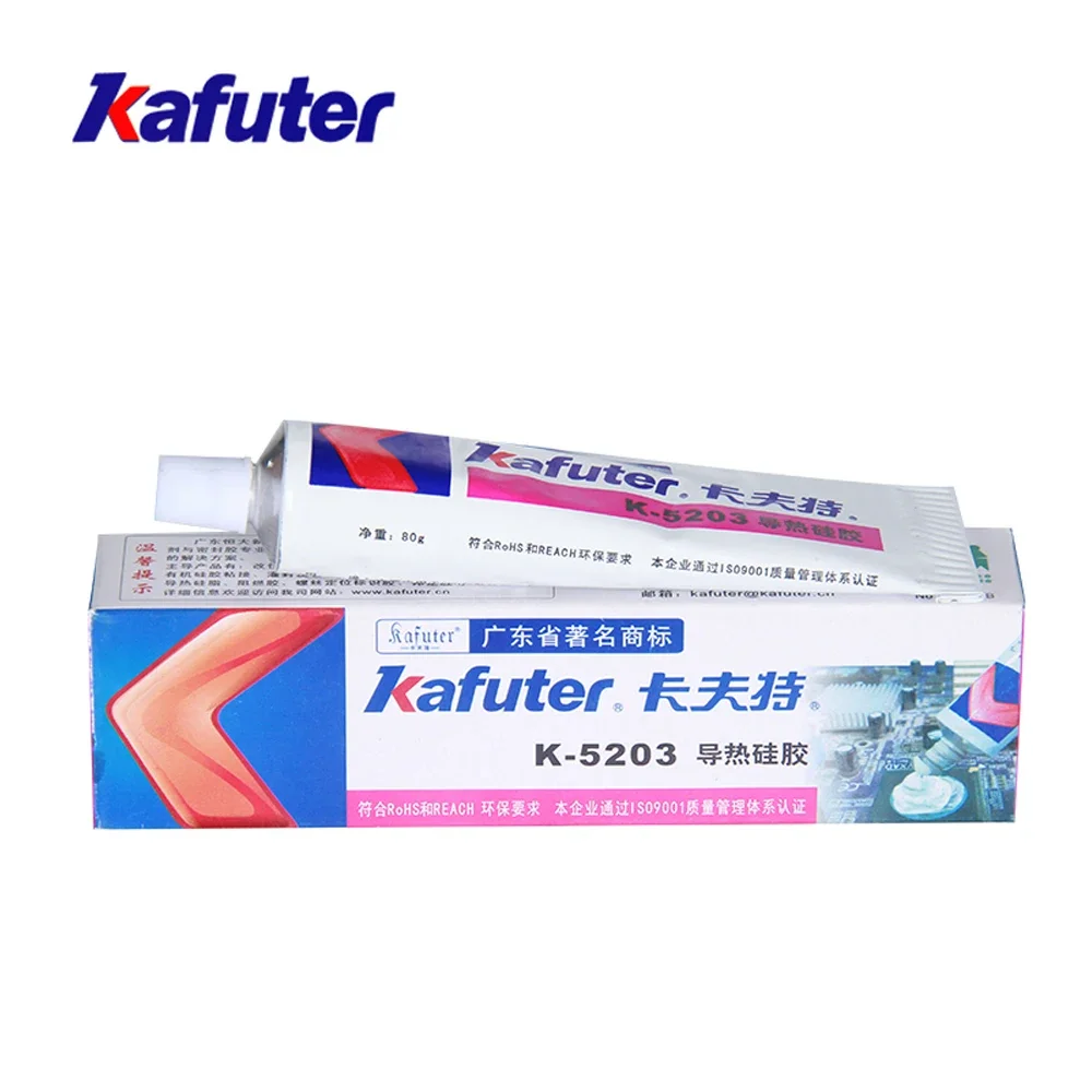 Imagem -02 - Kafuter 80g K5203 Cpu Dissipador de Calor Térmico Condutivo Silicone Graxa Colar Adesivo Led Luz Silicone Borracha Gel