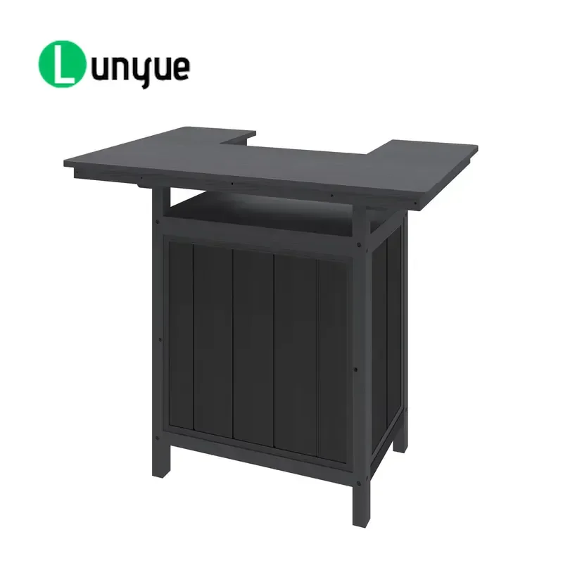 Aluminum Frame Outdoor Bar Table for Patio Terrace Backyard Kitchen Island Entertainment Weather Resistant Modern Design