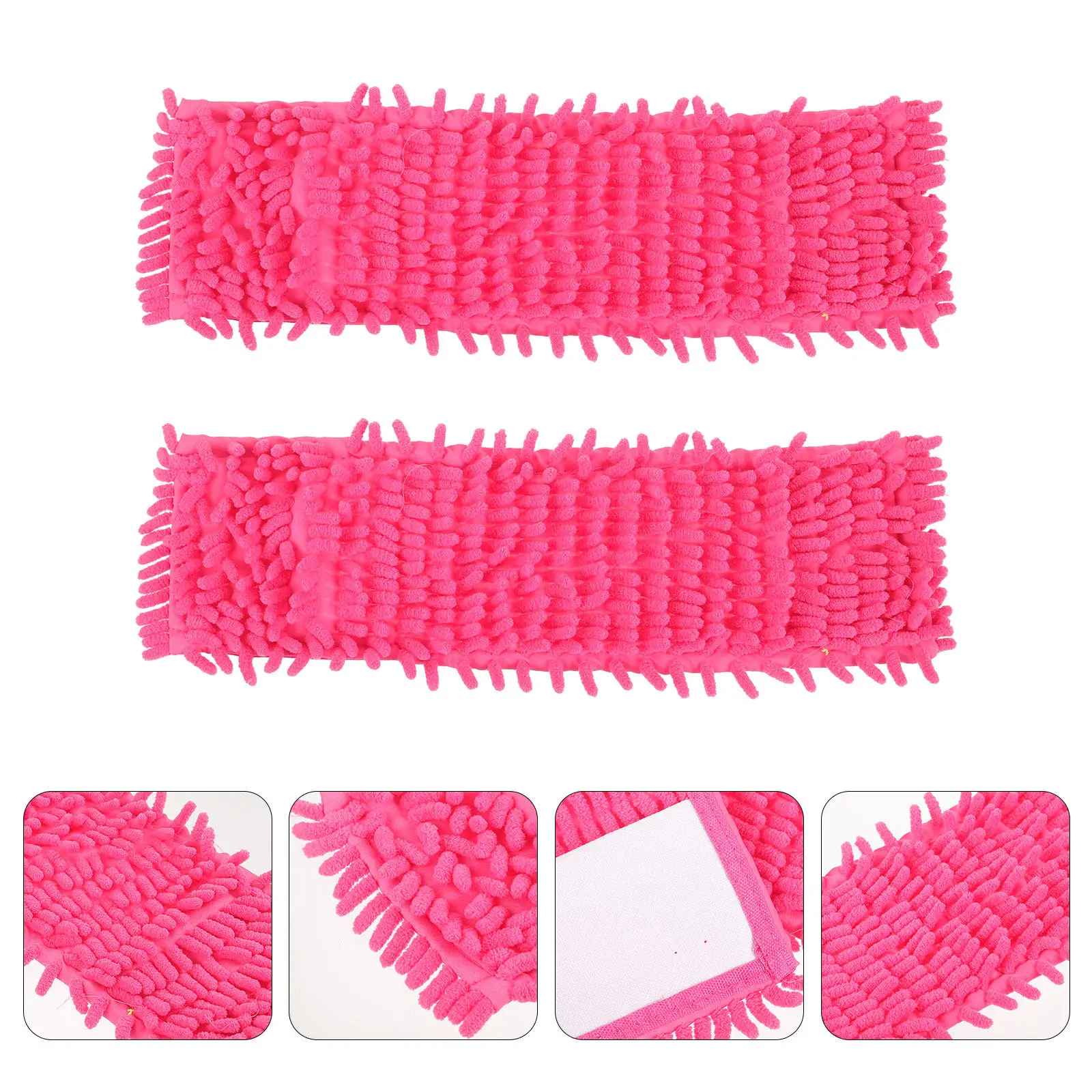 Lot de 2 recharges de serpillière plate en chenille, douces, non-abrasives pour les sols, pour l'élimination facile des taches tenaces, compactes et peu encombrantes