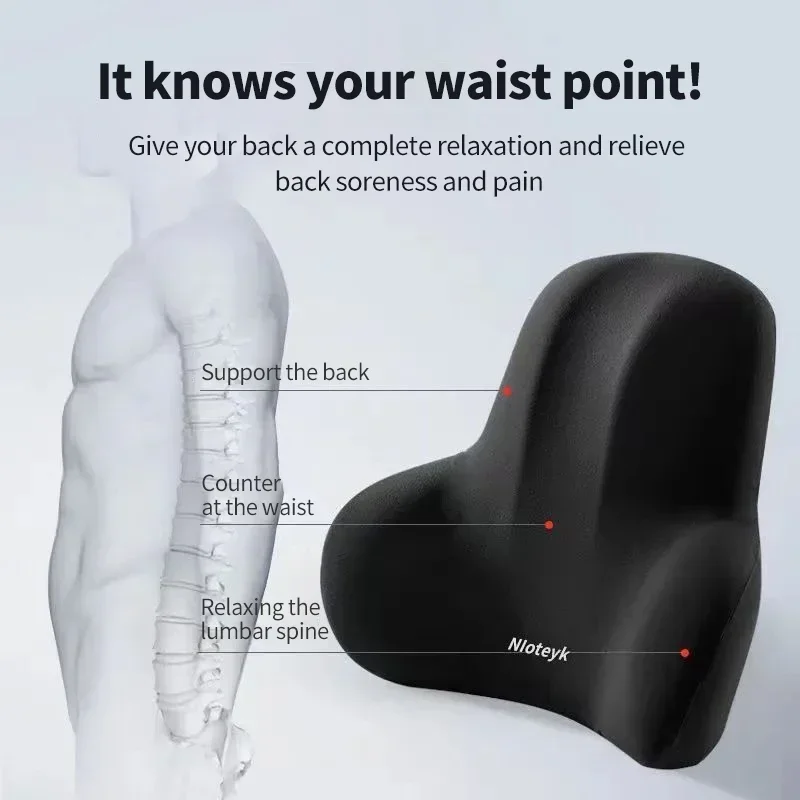Memory Foam Lumbar Back Cushion for Car Office Gaming Chairs and Postpartum Waist Support Multi Functional Pain Relief Pillow