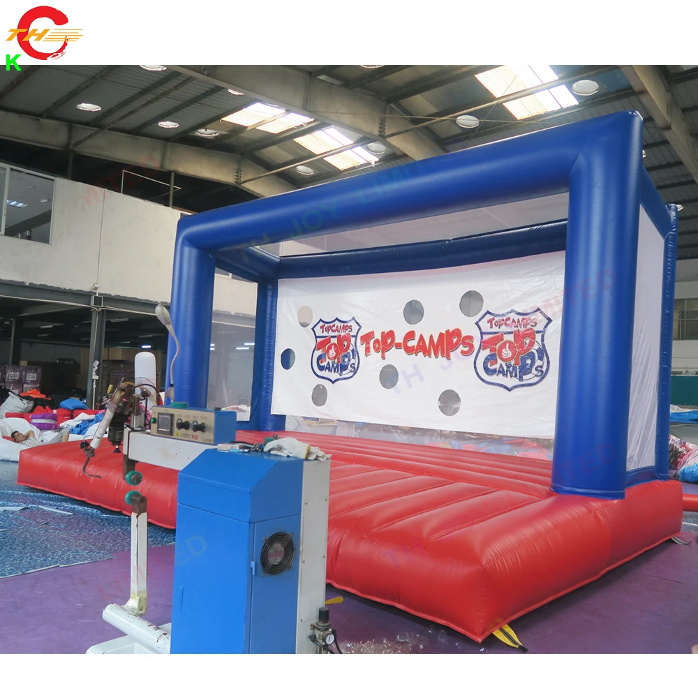 Free Shipping Blue Red 7x4m Giant Inflatable Football Shootout Game Soccer Goal Carnival Sport Games