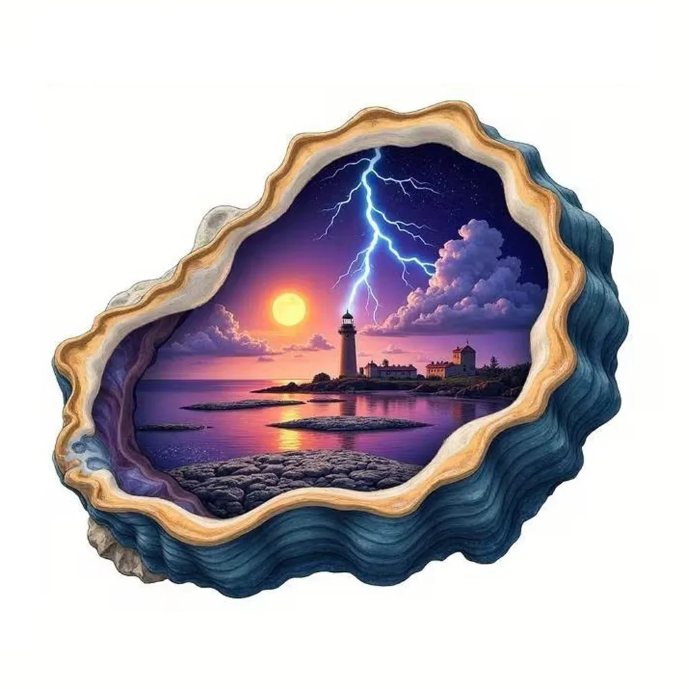 Dreamy Lighthouse and Stormy Sea View Self-Adhesive Stickers, Bedroom Entryway Living Room Porch Home Decoration Wall Stickers