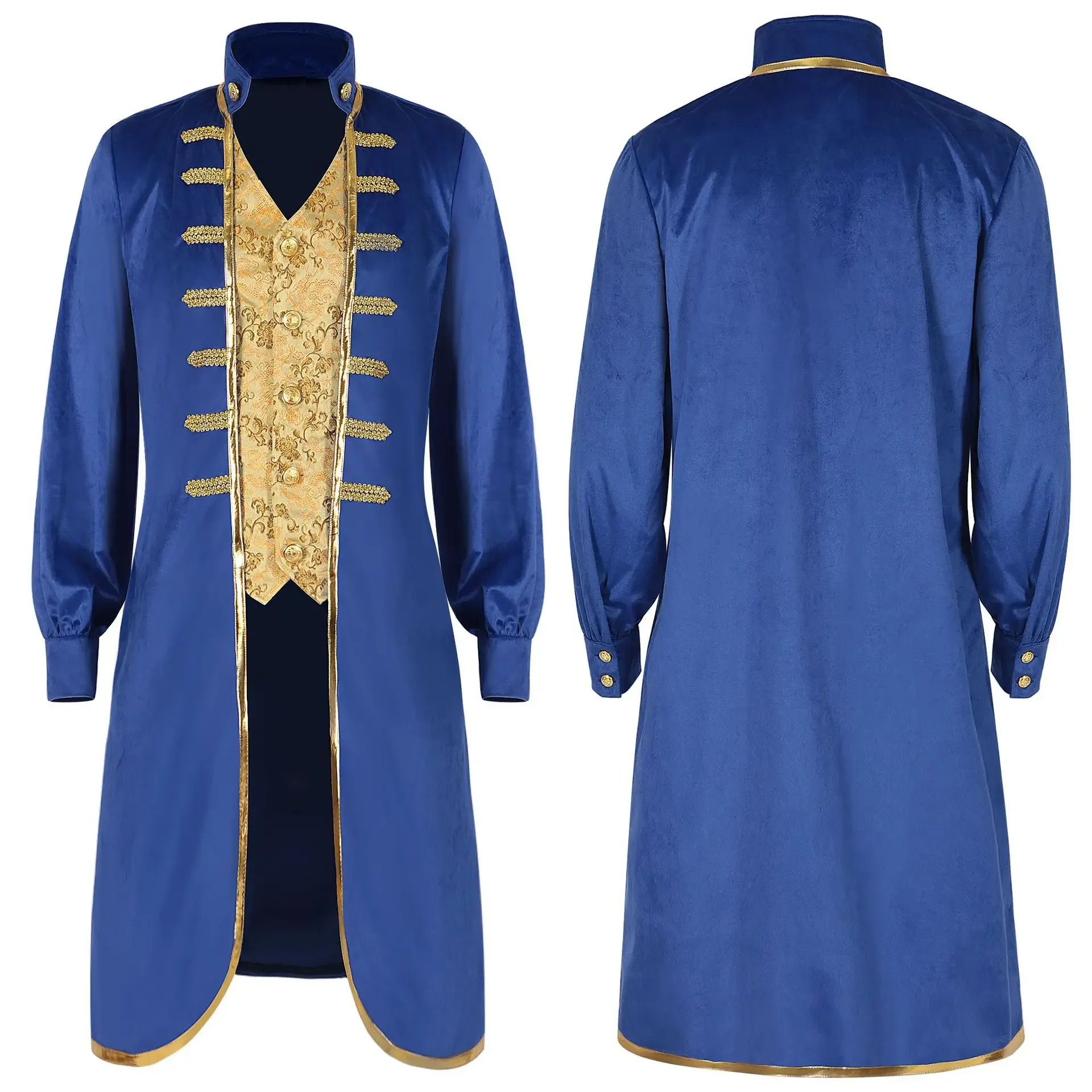 

Medieval Tuxedo Steampunk Vintage Victorian Long Sleeve Windbreaker Medieval Vintage Suit Prince Costume For Men