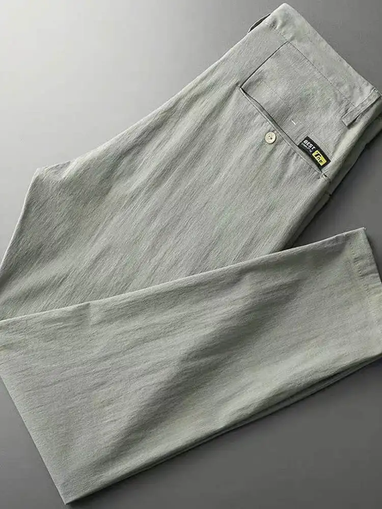 Pantaloni a gamba dritta slim fit in seta di ghiaccio Pantaloni lunghi sportivi estivi da uomo sottili Qui Dry Pantaloni casual da strada urbani