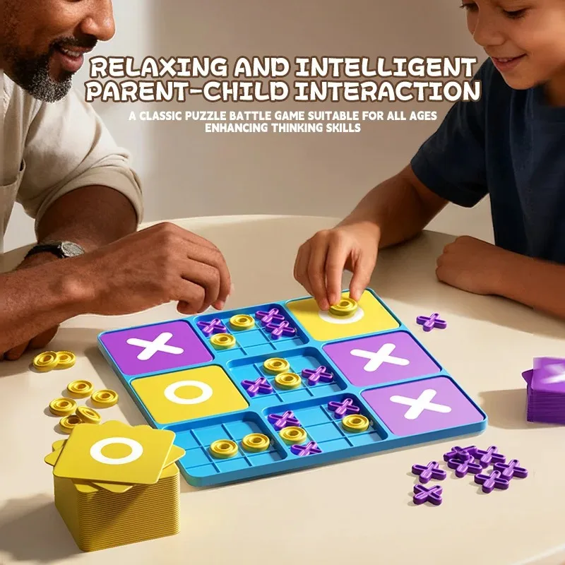 Kids Early Learning Toys - Tic Tac Toe Game Set, Educational Logic Training Puzzle, Montessori Travel Board Games for Children