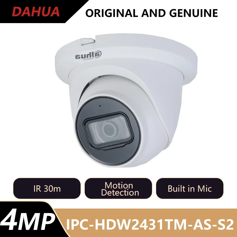 

Dahua 4MP IR Fixed-focal IP Camera Support Motion detection Built-in Mic WDR PoE IP67 Security Protection IPC-HDW2431TM-AS-S2