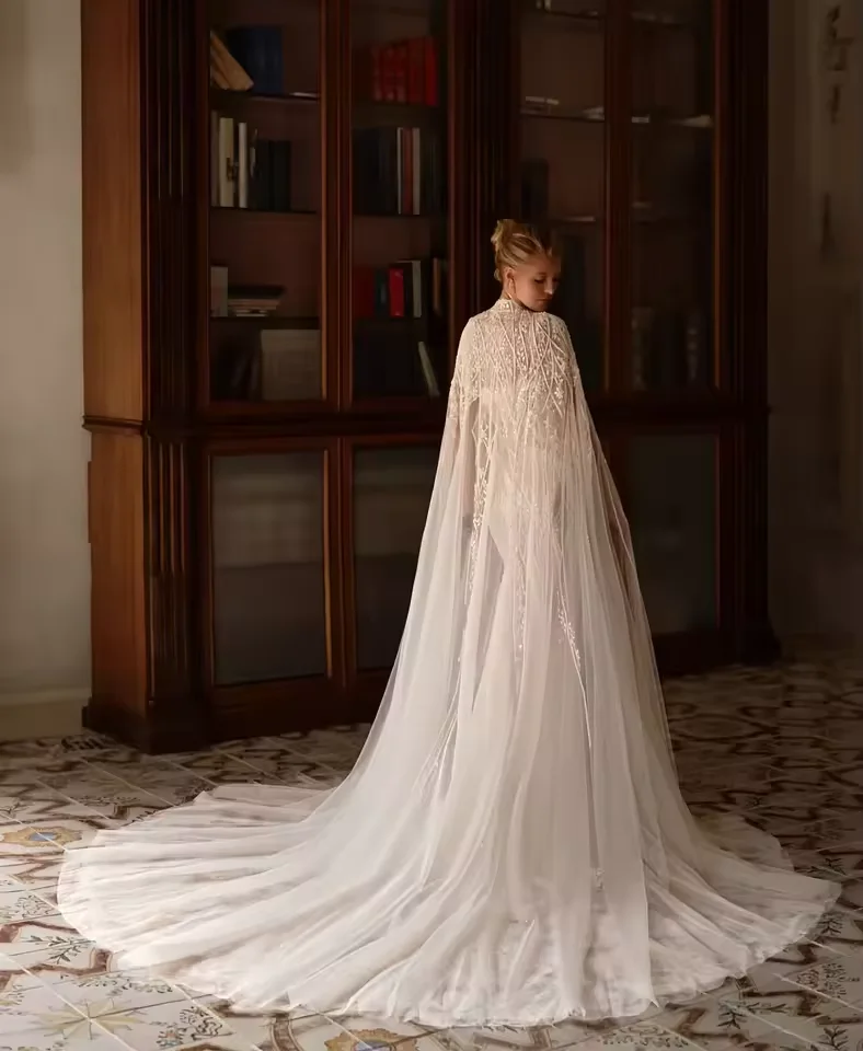 Lqq Customized robe de marie Sparkling Beaded Lace Wedding Dress With Cape Elegant Mermaid Long Bridal Gown vestidos de novia - AliExpress 320 Lqq Customized robe de marie Sparkling Beaded Lace Wedding Dress With Cape Elegant Mermaid Long Bridal Gown vestidos de novia - AliExpress 320