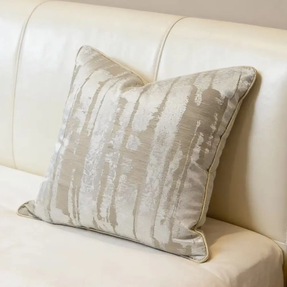 Luxurious Woven Modern Stripes Armchair Sofa Beige Throw Pillow Case 45x45cm Home Room Decor Cushion Cover 1 Piece Pack Durable