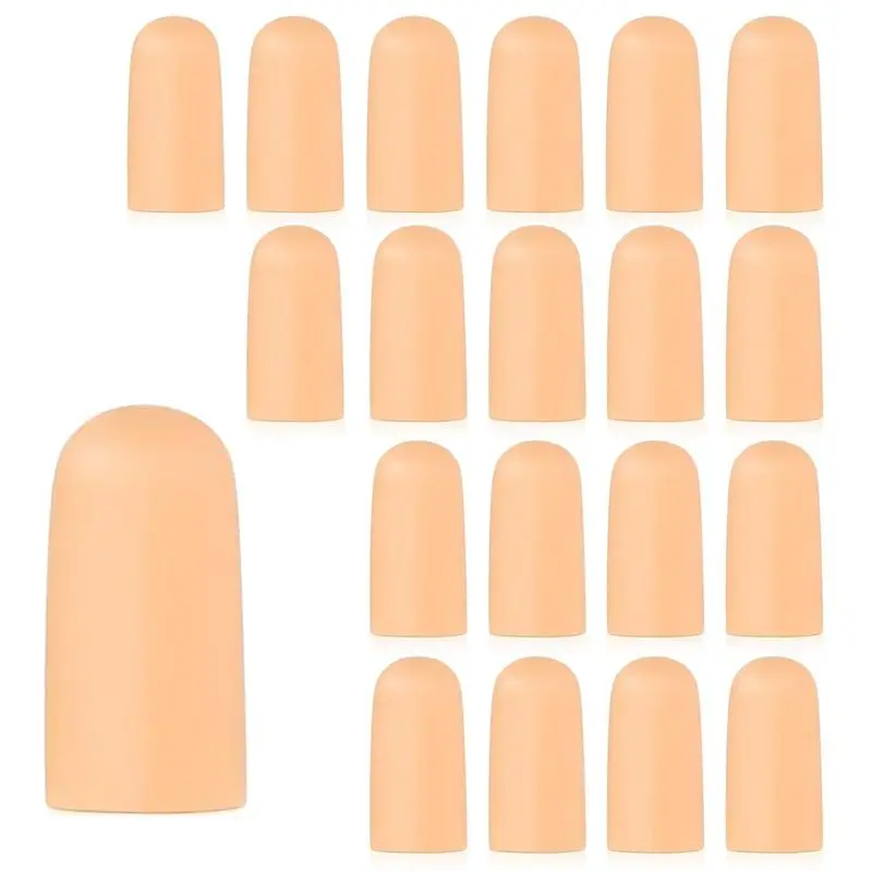 [B24B!】 20Pcs Silicone Finger Protectors Beige Finger Cots Thumb Bandage Rubber Fingers Tips Thumb Protector