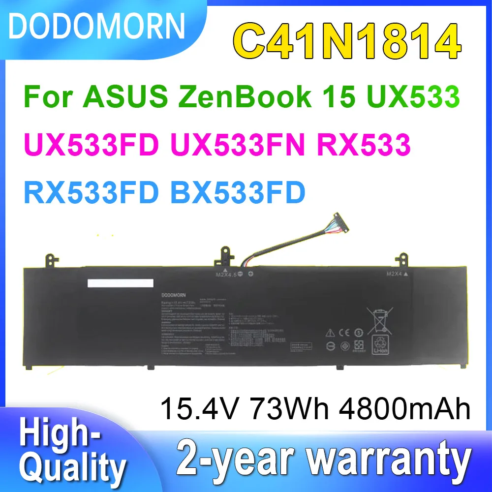 

DODOMORN 15,4 V 73Wh C41N1814 Аккумулятор для ноутбука ASUS ZenBook 15 UX533 UX533FD UX533FN RX533 RX533FD BX533FD 4ICP4/73/110