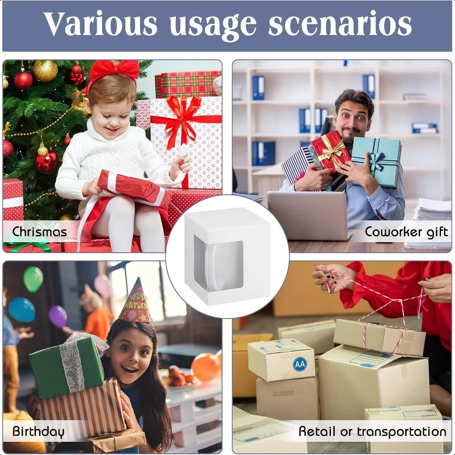 72 Uds. Cajas de tazas para regalo, caja de tazas de café, caja de embalaje transparente para sublimación en blanco, 11oz, 12oz, 15oz, café en blanco de cerámica M