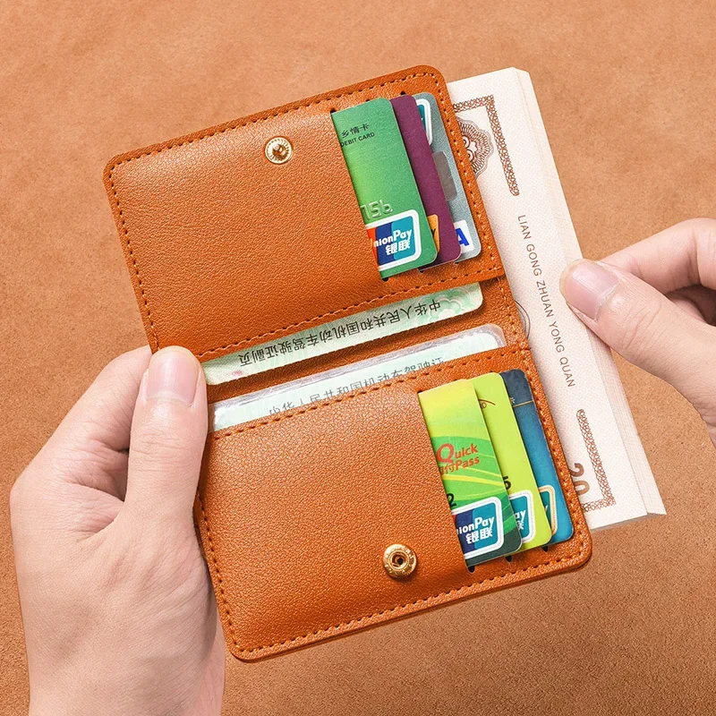 Super Slim Soft Wallet 100% Couro Genuíno Mini Cartão De Crédito Carteira Purse Titulares Do Cartão Homens Carteira Fina Pequena