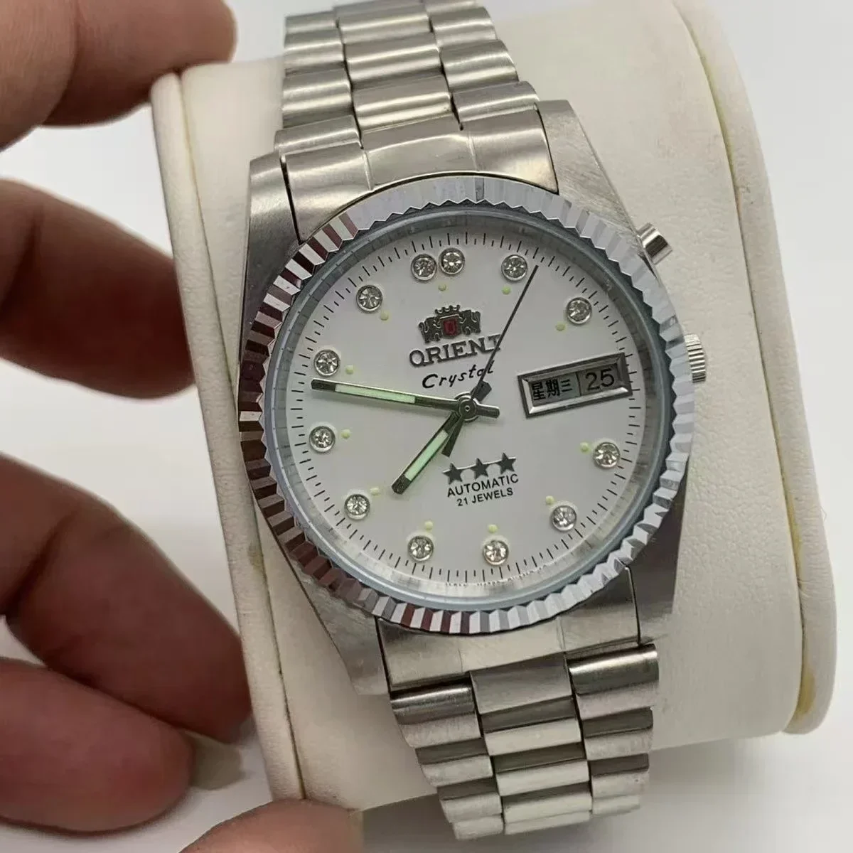 118A Store Automatic Mechanical Unisex Sports Orient Watch Diamond Dial Full Function World Time Stainless Steel Folding Clasp