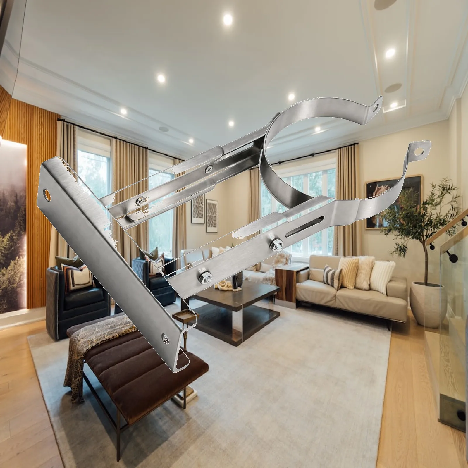Stainless Steel Chimney Pipe Wall Bracket Long-Lasting 150 Mm Flue Pipe Mounting Bracket Easy to Install Secure