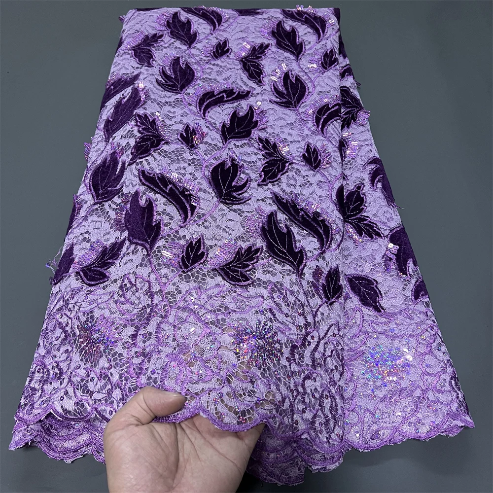 

2025 африканское нигерийское новейшее высокое качество с гипюровой вышивкой, тюлевое шитье, кружевные тканевые платья с блестками, 5 ярдов PS0089