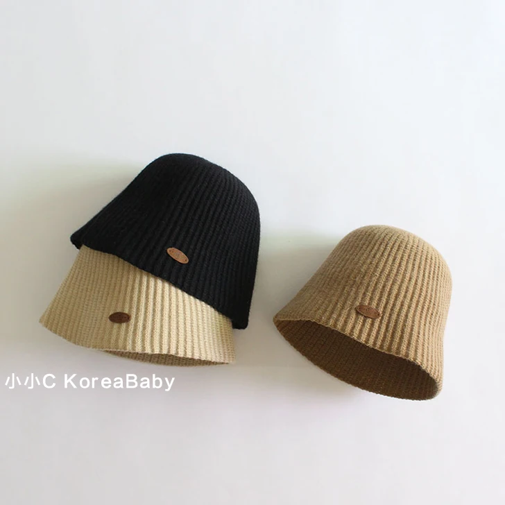 Sombrero de cubo de lana suave y cómodo para niños, gorro de punto cálido, estilo extranjero, Corea, otoño e invierno, nuevo, 2023