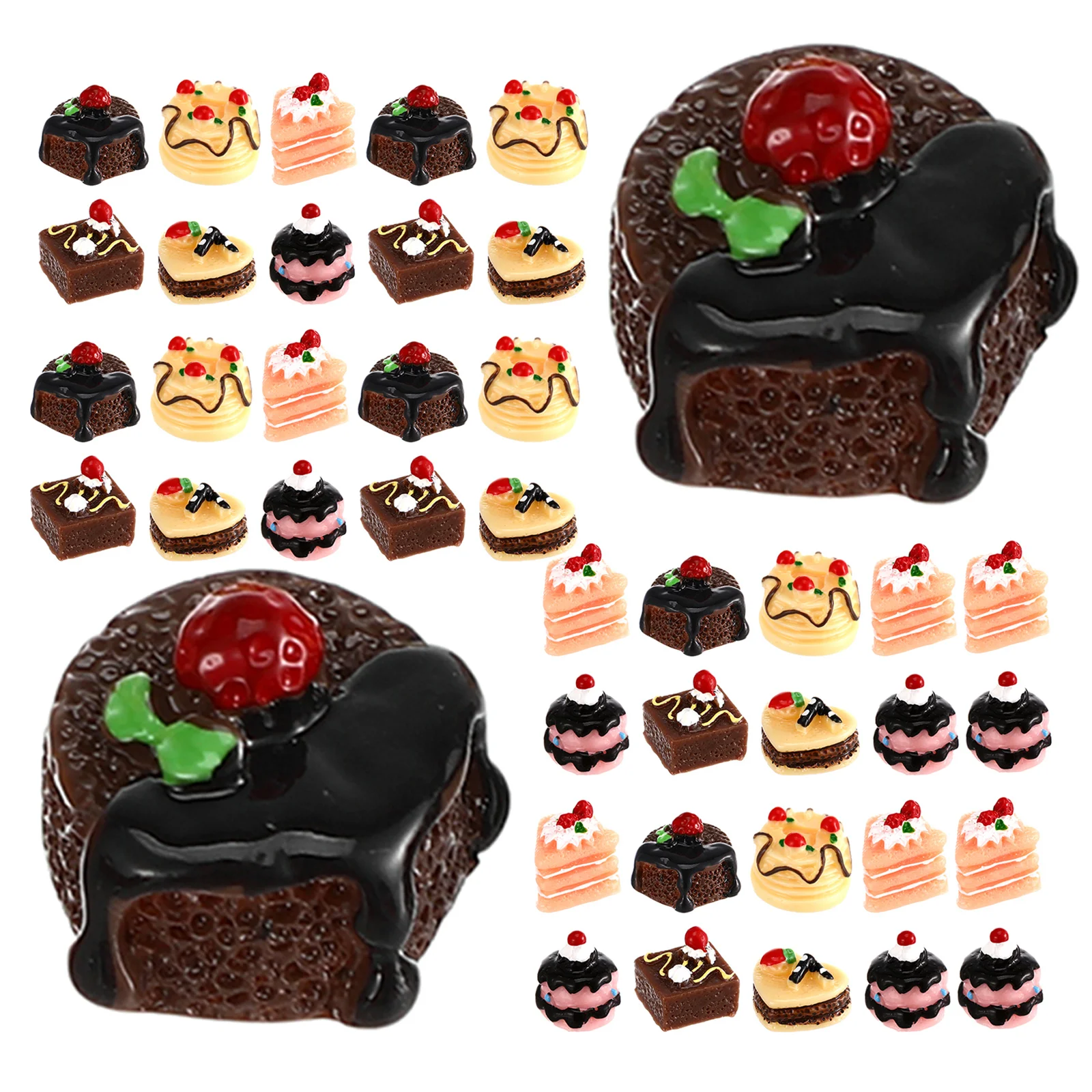 60 stuks miniatuur poppenhuis desserts realistische mini cake voedsel accessoires fantasiespel keuken koken gemengd hars gebak