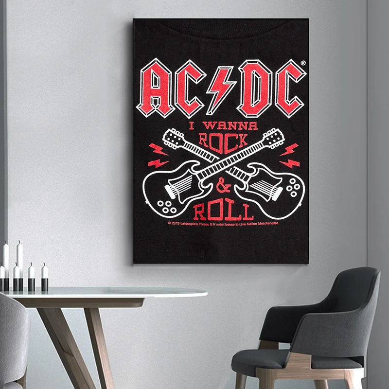 AC_DC Band Canvas Art Retro Posters Wall Art Picture Print Canvas Painting for Modern Club Bar Living Room Home Decoration Mural