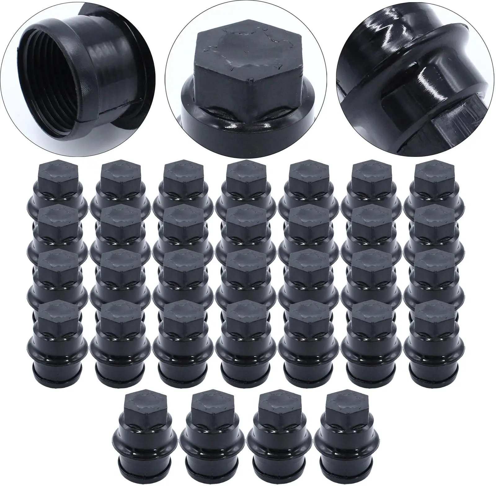 

32x Wheel Nut Cover 12472838 Spare Parts Black Accessories Replaces Premium High Performance M27-2.0 Thread Wheel Lug Nut Cap