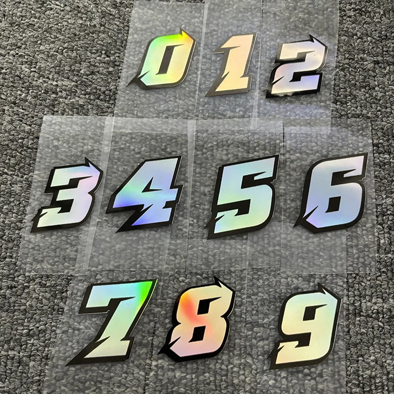 1PC Reflective Digital Sticker Helmet Decoration Wear-Resistant And Scratch Resistant Gradient Sticker Motorcycle Accessories