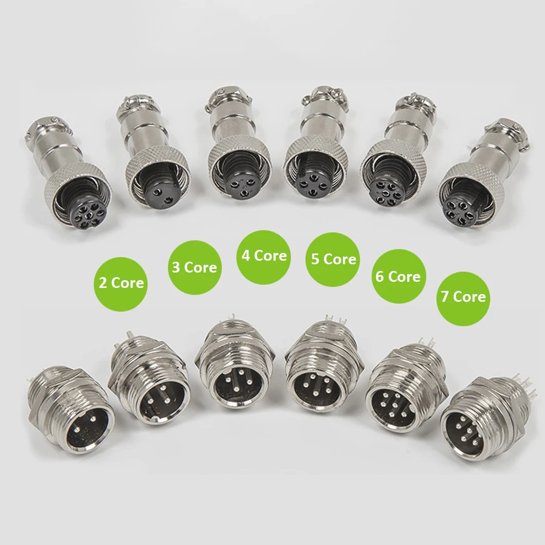 Top Quality GX12 12MM Metal Aviation Connector 2/3/4/5/6/7 Core Aviation Plug+Socket Connector IP67 Waterproof 5A 125V Connector